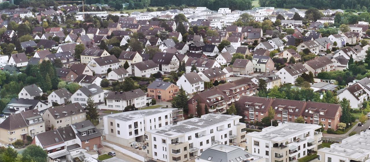 Bovenaanzicht van de huizen
